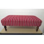 Bench Footstool upholstered in Pierre Frey Red Velvet
